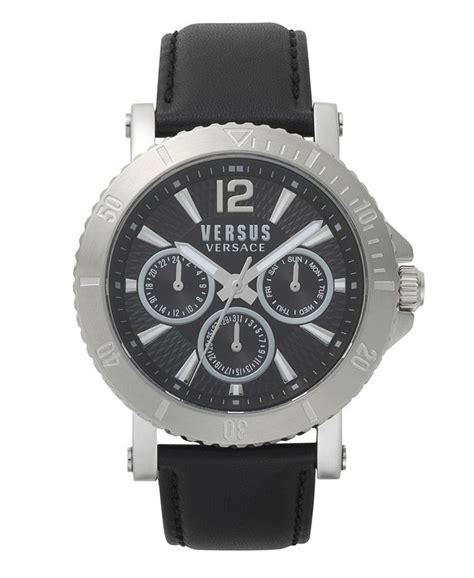 Versus Men's Steenberg Black Leather Strap Watch 45mm 